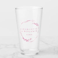 Pink Floral Wreath Personalized Wedding Date