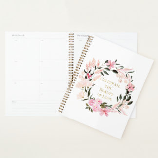 Pink Floral Wreath Spiral Notebook
