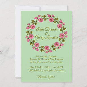 Pink Floral Wreaths I Wedding Invitation