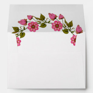 Pink Floral Wreaths Wedding Envelope