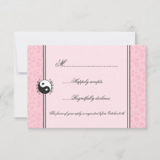 Pink Floral Yin and Yang Wedding RSVP Invitation