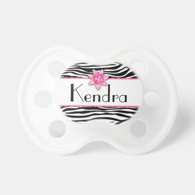 Pink floral zebra print pacifier (Front)