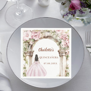 Pink florals arch dress Quinceanera luncheon Napkin