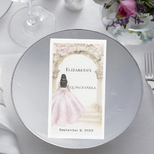 Pink florals arch dress Quinceanera Napkin