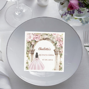 Pink florals arch dress Quinceanera Napkin