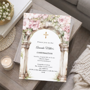 Pink florals arch girl Confirmation Invitation