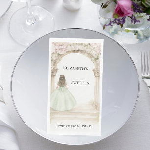 Pink florals arch green dress Sweet 16 luncheon Napkin