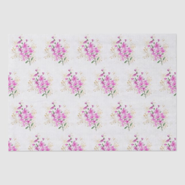 Pink Florals Gold Details | Happy Mother's Day  Tissue Paper (Front)