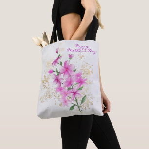 Pink Florals Gold Details   Happy Mother's Day  Tote Bag