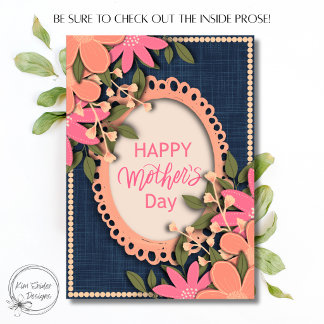 Pink Florals "Happy Mother's Day" on Navy Card