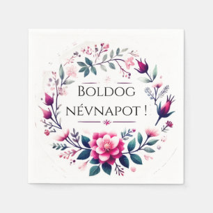 Pink florals - Hungarian name day Napkin