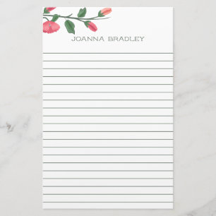 Pink Florals Lined Stationery
