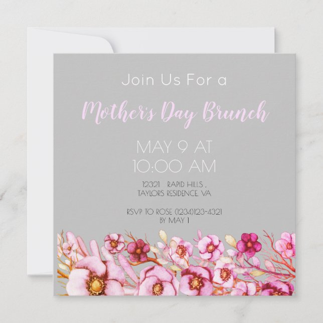 Pink florals -Mother's Day Brunch (Front)