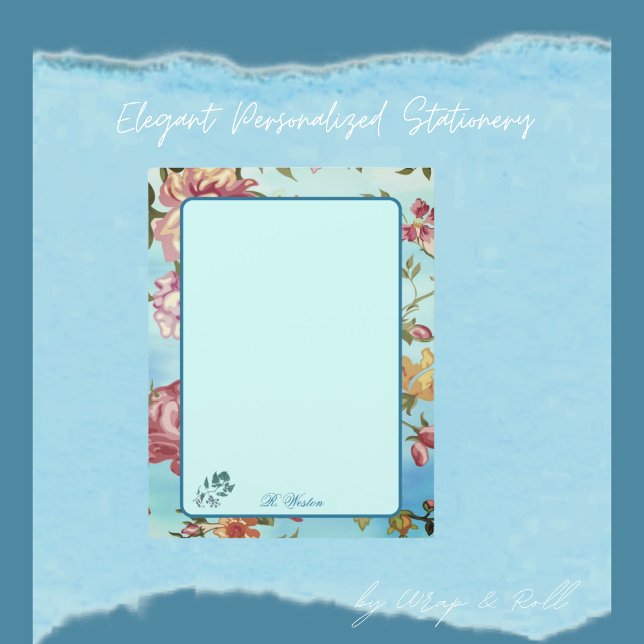 Pink Florals on Blue Personalized (Creator Uploaded)