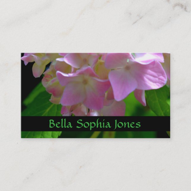 Pink florals purple florals orange hydrangeas business card (Front)