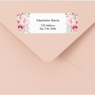 Pink florals roses return address