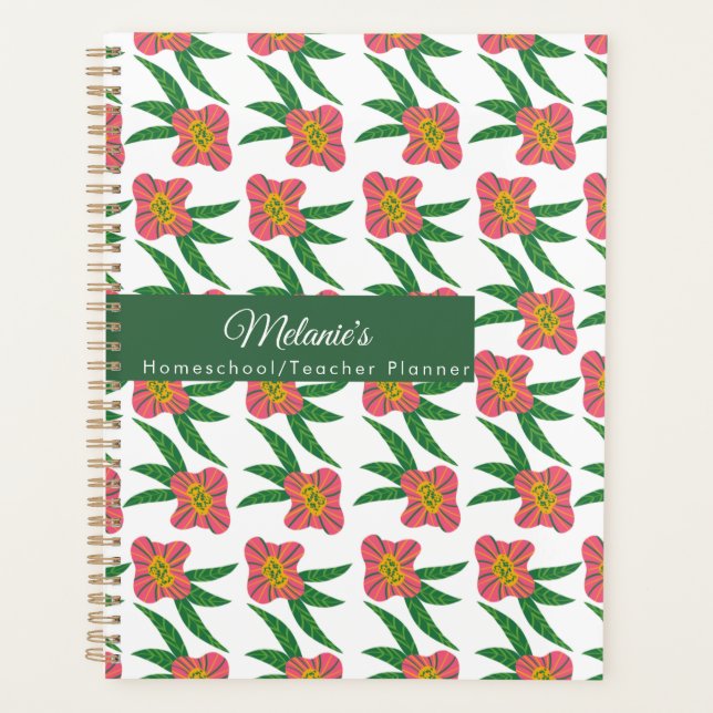 Pink Florals Teacher School Homeschool Planner (Front)