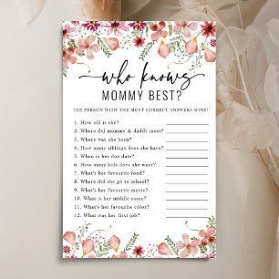 Pink Florals Who Knows Mommy Best Baby Shower Game