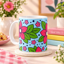 Pink Florals with Bold Petals and Green Leaves