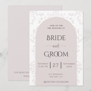 Pink floray design & golden rose touch wedding invitation