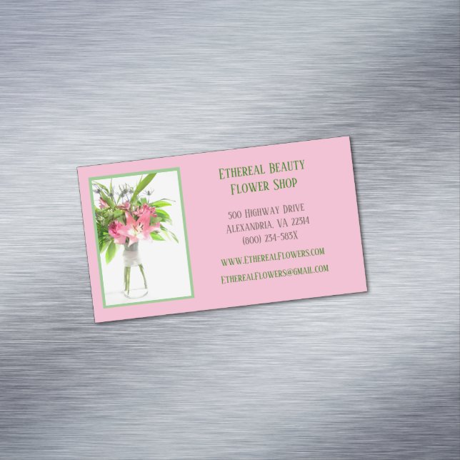 Pink Florist Magnetic Business Card (In Situ)
