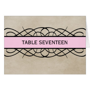Pink Flourish Border Table Number Card