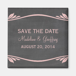Pink Flourish Chalkboard Save the Date Magnet