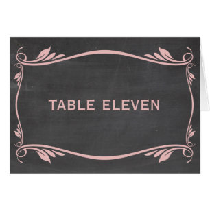 Pink Flourish Chalkboard Table Number Card