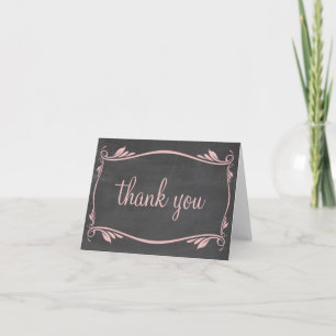 Pink Flourish Chalkboard Thank You Card