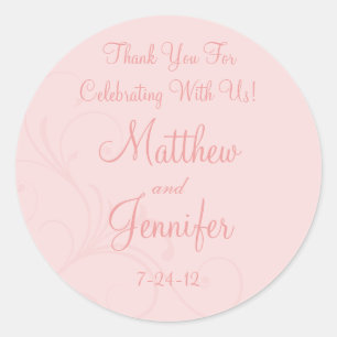 Pink Flourish Custom Wedding Favour Labels