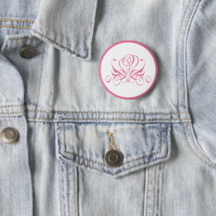 Pink Flourish Rose 2 Inch Round Button