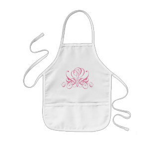 Pink Flourish Rose Designer Bib Kids Apron