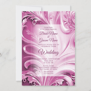 Pink Flourish Wedding Invitation