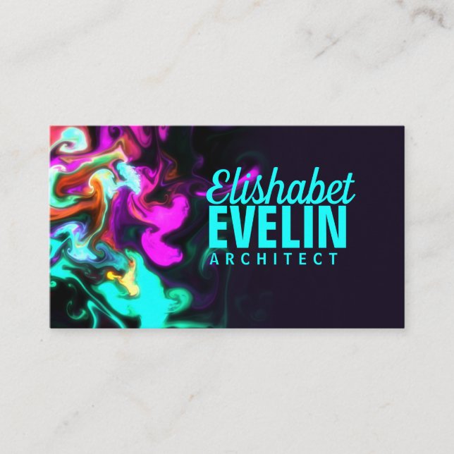 Pink flow on black background y788 business card (Front)