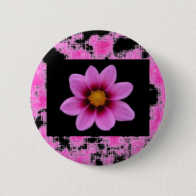 Pink Flower 2 Inch Round Button (Front)