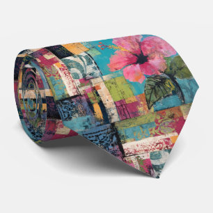 Pink Flower Abstract Tie