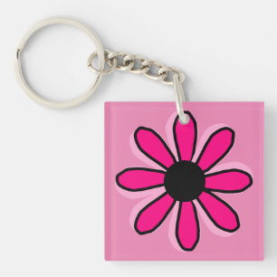 Pink Flower Acrylic Keychain