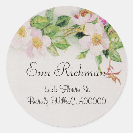 Pink Flower Address Sticker