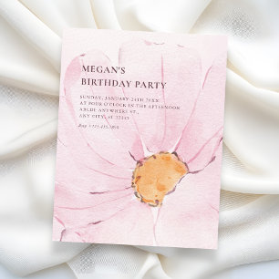 Pink flower aesthetic minimalist elegant  invitation