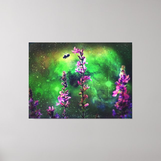 Pink Flower and Bee Against the World Canvas Print (Front)