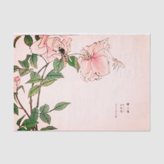 PINK FLOWER AND BEE JAPANESE PRINT Tissue Paper