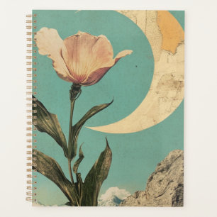 Pink Flower and Crescent Moon Planner