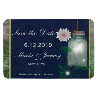 Pink flower and mason jar save the date magnet