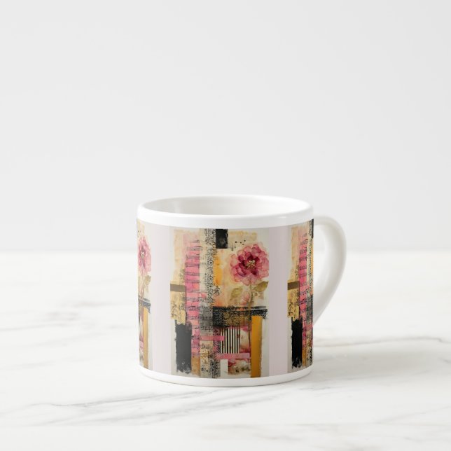 Pink Flower And Music Notes Espresso Cup (Front Right)