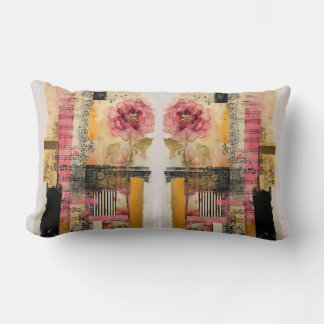 Pink Flower And Music Notes Lumbar Pillow