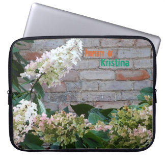Pink Flower and "tagged" Wall Laptop Sleeve