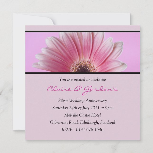 Pink Flower Anniversary Party Invitation (Front)