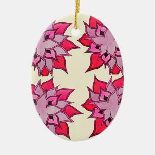 Pink flower art floral pattern ceramic ornament