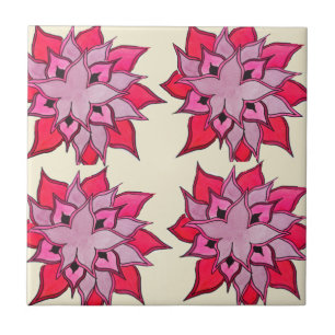 Pink flower art floral pattern tile