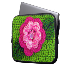 Pink Flower Artisan Crochet Imprimer sac électroni